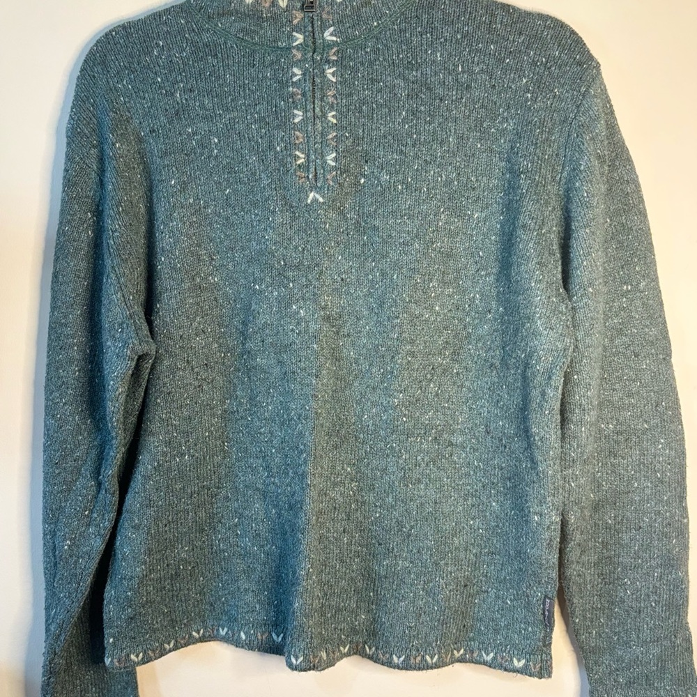Woolrich Teal wool blend 1/4 zip mock turtle Neck Sweater SZ‎ L